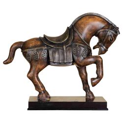 Toscana Polystone Tang Horse Figurine in Brown & Black