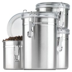 4 Piece Canister Set in Stainless Steel