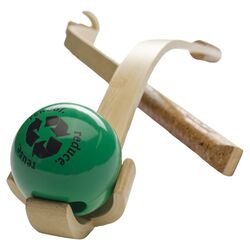 2 Piece Wood Chuck Dog Toy Set in Natural & Green