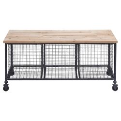 Surray Metal Storage Bench in Aged Bronze & Natural