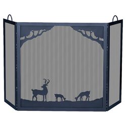 Deluxe Nature 3 Panel Wrought Iron Fire Fireplace Screen in Black