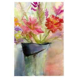 Zinnias in a Vase by Beverly Brown Canvas Wall Art