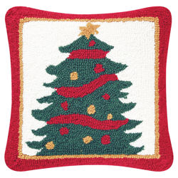 Christmas Tree Hooked Pillow