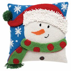 Snowman Hooked Pillow