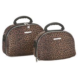 Leopard 2 Piece Cosmetic Case Set in Brown