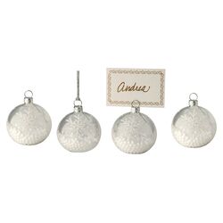 4 Piece Snowball Glass Ornament Set