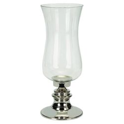 Aluminum & Glass Hurricane Candle Holder in Silver
