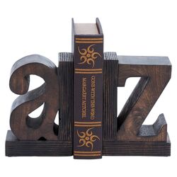 2 Piece Alphabet Wood Bookend Set in Bronze