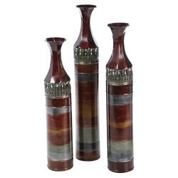 3 Piece Tall Slender Floor Vase Set in Brown