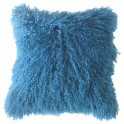 Lamb Fur Wool Pillow in Blue (Set of 2)