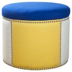 IT Storage Ottoman in Yellow & Royal Blue