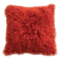 Lamb Fur Wool Pillow in Orange (Set of 2)