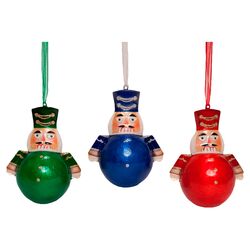 3 Piece Capiz Nutcracker Ball Ornament Set