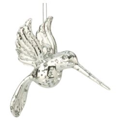 Hummingbird Glass Ornament in Silver (Set of 3)