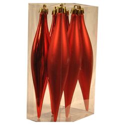 6 Piece Finial Ornament Set in Red