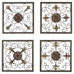 Metal Wall Plaque in Antique Bronze (Set of 4)