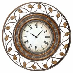 Decorative Iron Wall Clock in Brown
