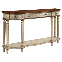 Enonville Console Table in Antiqued Silver & Brown