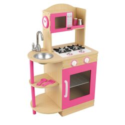 Wooden Play Kitchen Set in Pink