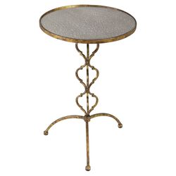 Petite Alana Antique Mirrored Glass Table in Gold