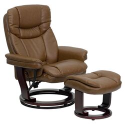 Contemporary Leather Recliner & Ottoman in Palimino II