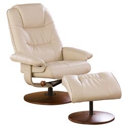 Urban Leather Ergonomic Recliner & Ottoman in Taupe