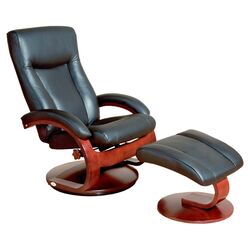 Oslo 54 Series Leather Ergonomic Recliner & Ottoman in Dark Grey