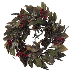 Pinecone, Berry & Feather Wreath