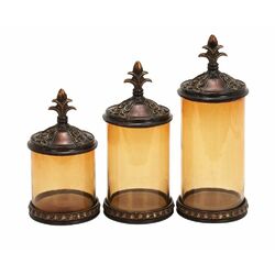 Toscana 3 Piece Polystone Glass Canister Set in Antique Brown