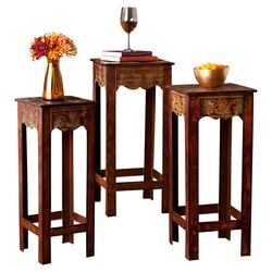 Leandres 3 Piece Nesting Table Set in Brick Red