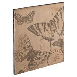 Vasilis Vintage Butterfly Burlap Message Board in Natural