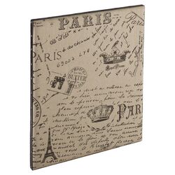 Vasilis Vintage Paris Postcard Burlap Message Board in Natural
