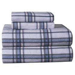 Plaid Flannel Sheet Set in Blue