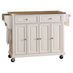 Stainless Steel Top Kitchen Cart in White