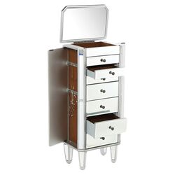 Mirrored Jewelry Armoire in Silver