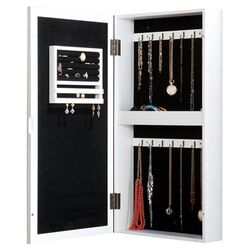 Britlee Wall Mount Mirrored Jewelry Armoire in White