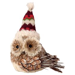 Owl with Chevron Hat Holiday Accent in Brown