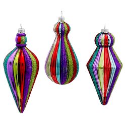 3 Piece Glass Rainbow Drop Ornament Set