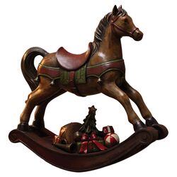 Happy Holidays Rocking Horse Table Décor in Brown