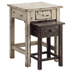 Marianella Nesting Table in Distressed Black & White