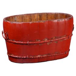 Distressed Oval Sink in Red