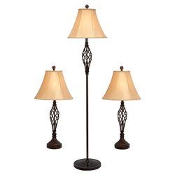 Jacinda Table Lamp & Floor Lamp Set in Brown