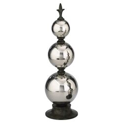 Large Silver Finial Sphere in Chrome