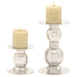 2 Piece Candle Holder Set in Silver (Set of 2)