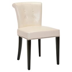 Preston Ring Leather Side Chair in Cream (Set of 2)