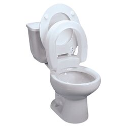 Elongated Hinged Raised Toilet Seat in White