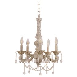 Crystal Flair 5 Light Mini Chandelier in Antique White