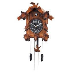 Wooden Musical Cuckoo Clock with Pendulum in Brown