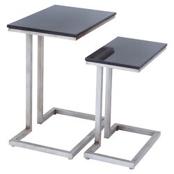2 Piece Nesting Table Set in Black & Silver