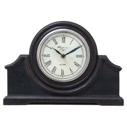 Modern Wood Table Clock in Distressed Black
